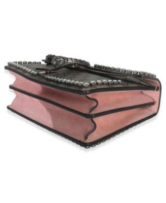 Pink Beige GG Supreme Canvas Crystal Small Dionysus Shoulder Bag