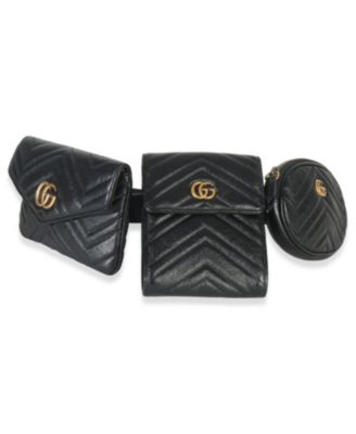 Black Matelasse Calfskin GG Marmont Triple Pouch Belt Bag