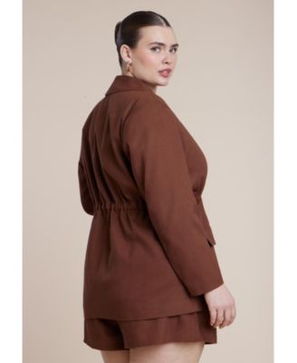 Women's Drawstring Waist Linen Blazer