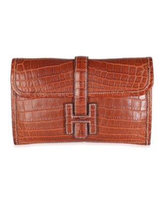 Pre-Owned HERMES Fauve Crocodile Niloticus Lisse Mini Jige Clutch