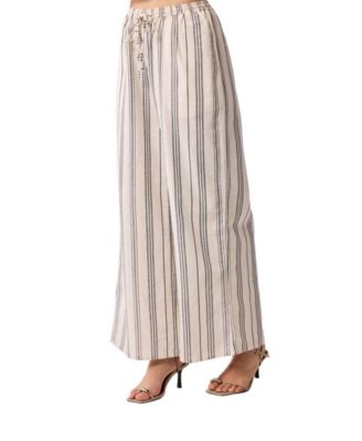 Women's Wide-leg Drawstring Pants in Stripes