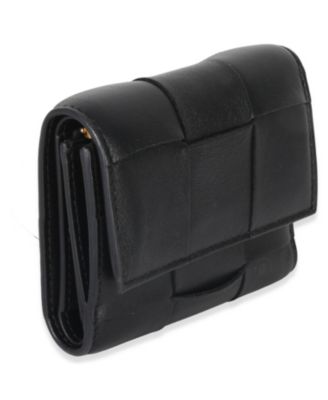 Black Cassette Intrecciato Small Trifold Wallet