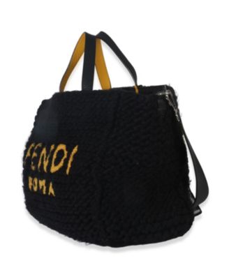 Yellow Black Wool Logo Tote