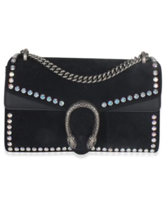 Black Suede Crystal Small Dionysus Shoulder Bag