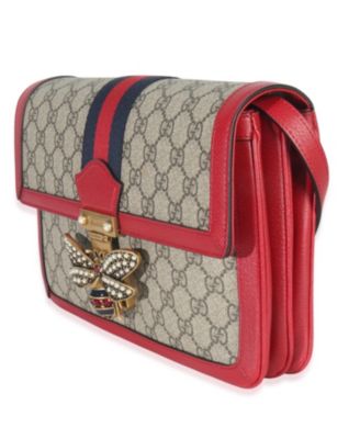 Red Calfskin GG Supreme Canvas Medium Margaret Shoulder Bag