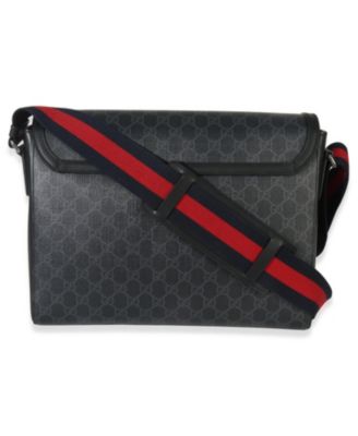 Black GG Supreme Canvas Night Courrier Flap Messenger Bag