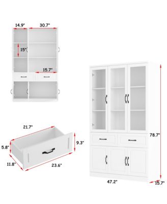 8-Shelf Modern Bookcase with Drawers