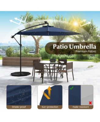10 ft Solar LED Cantilever Patio Umbrella with 40 Lights Cross Base and Tilt