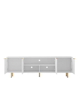 Modern Fluted TV Cabinet for 55+ Inch TV, Media Console Entertainment Center with 4 Storage Cabinets and Metal Handles for Living Room