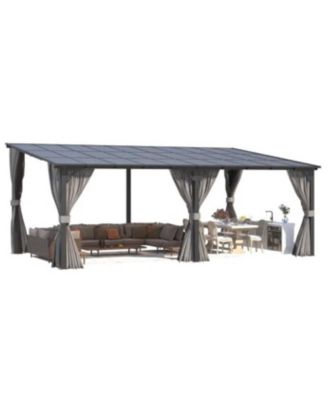 20'x12' Wall Gazebo with Curtains and Mosquito Netting