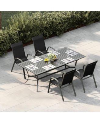 Set of 4 Textilene Stackable Outdoor Dining Chairs