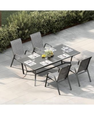 Set of 4 Textilene Stackable Outdoor Dining Chairs