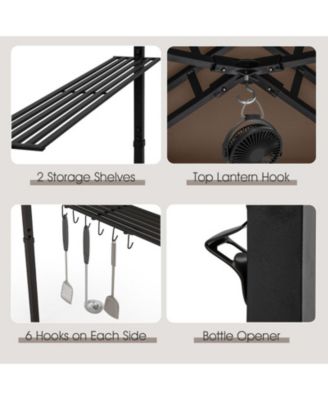 11 x 5 ft Grill Gazebo with Extended Side Awning Double-Tier Vented Top and Shelves