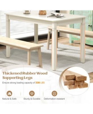 48-Inch Wooden Dining Table for 4 People Rectangular Kitchen Table with Rubber Wood Legs