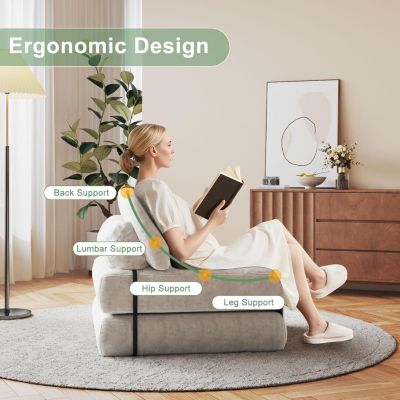 Folding Sofa Bed, Floor Folding Couch with Pillow, Futon Sofa Bed Convertible Sleeper Chair Foldable Mattress Back Support