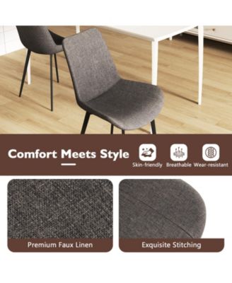 Dining Chairs Set of 4 with Upholstered Seats and Metal Legs