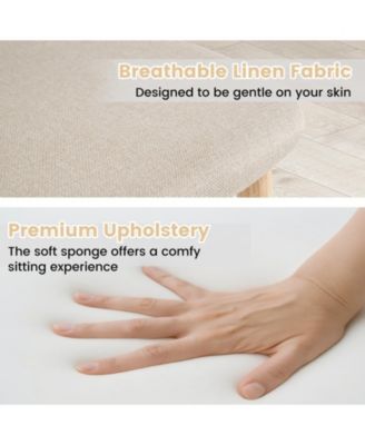 Modern Upholstered Dining Chairs Set of 2 Linen Fabric Mid-Century Modern Accent Armless Chair w/ Wood-Like Metal Legs