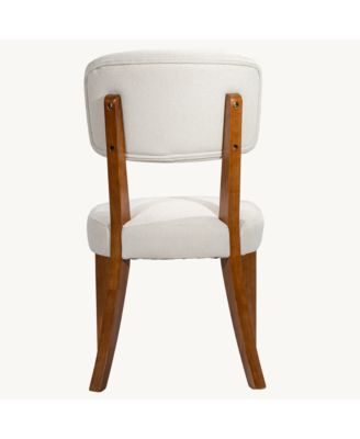 Modern Dining Chairs Set of 2, Fabric Upholstered Accent Chairs with Sturdy Solid Wood Legs for Kitchen and Living Room