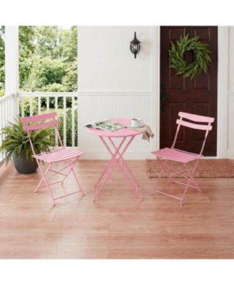 3-Piece Foldable Metal Bistro Set with Round Table, Compact for Small Spaces