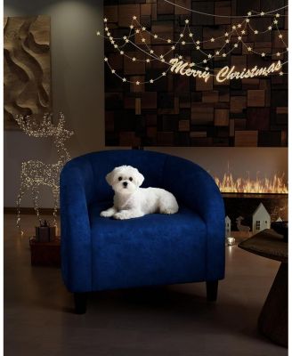 Velvet Accent Chair Club Chair Cozy Armrest Upholstered Barrel Chair with Solid Legs for Living Room Bedroom Study Waiting Room