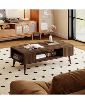 Mid Century Coffee Table with Open Compartment