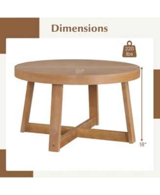 Round Coffee Table Farmhouse Rubber Wood Legs