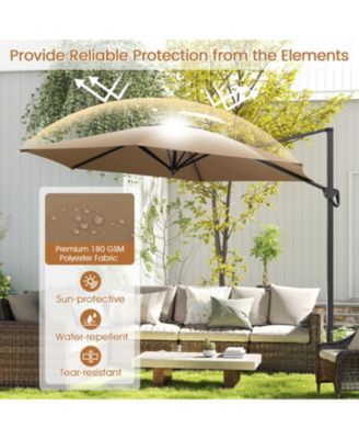 9 ft Cantilever Patio Umbrella with Double-Tier Vented Top and Sun-Protective Canopy