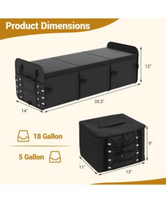 18 Gallon Car Trunk Organizer with Lid and Three Compartments