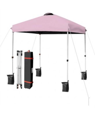 6.6 x 6.6 ft Outdoor Pop Up Canopy Tent with Roller Bag and Four Weight Bags