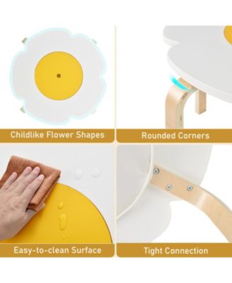 Flower Shaped Kids Activity Table Set with Chairs and Stools