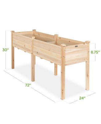 72x23x30in Raised Garden Bed, Elevated Wood Planter Box for Patio w/ Divider Panel