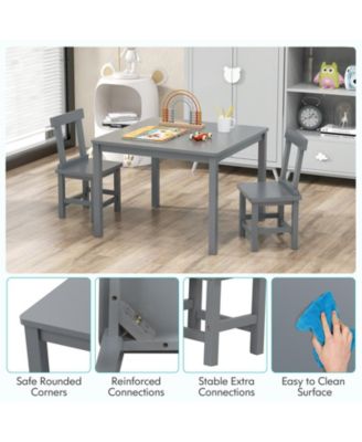 Wooden Kids Table and Chairs Set with Anti Slip Foot Pads