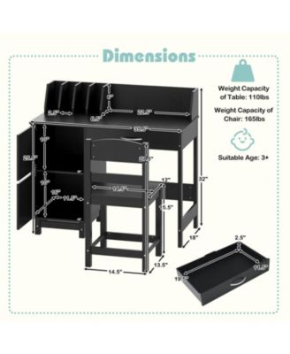 Wooden Kids Study Desk and Chair Student Workstation Set