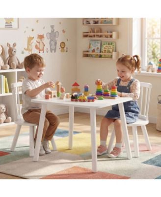 Kids Wooden Table and Chairs Set Three Piece Toddler Furniture