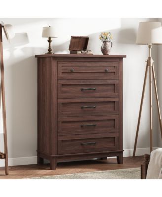 5 Dresser for Bedroom, 41.3 in Tall Vertical Drawer Dresser with Large Storage, Freestanding Wooden Closet Chest for Bedroom, Living Room
