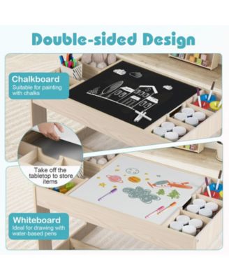Multifunctional Kids Table and Chairs Set with Chalkboard