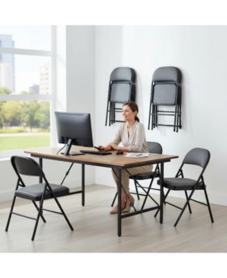 Foldable Chair Set with Padded Seats and Fabric Backrests