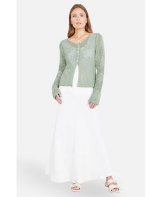 Women's Flower Crochet Button Up Cardigan