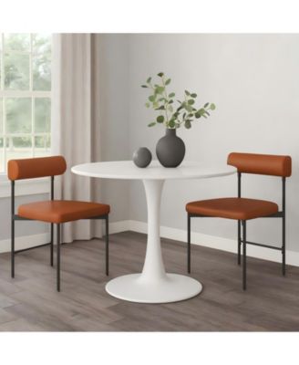 Set of 2 Faux Leather Upholstered Kitchen Side Chair with Curved and Padded Backrest