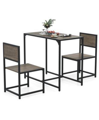 Three Piece Dining Set with Compact Table and Two Chairs