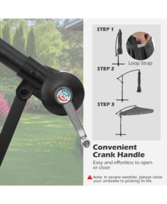 10 ft Cantilever Patio Umbrella with Protective Cover Infinite Tilt and Ruffled Edge