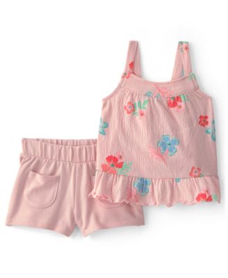Baby Girls' Floral Ruffle Top and Shorts, 2-Piece Set