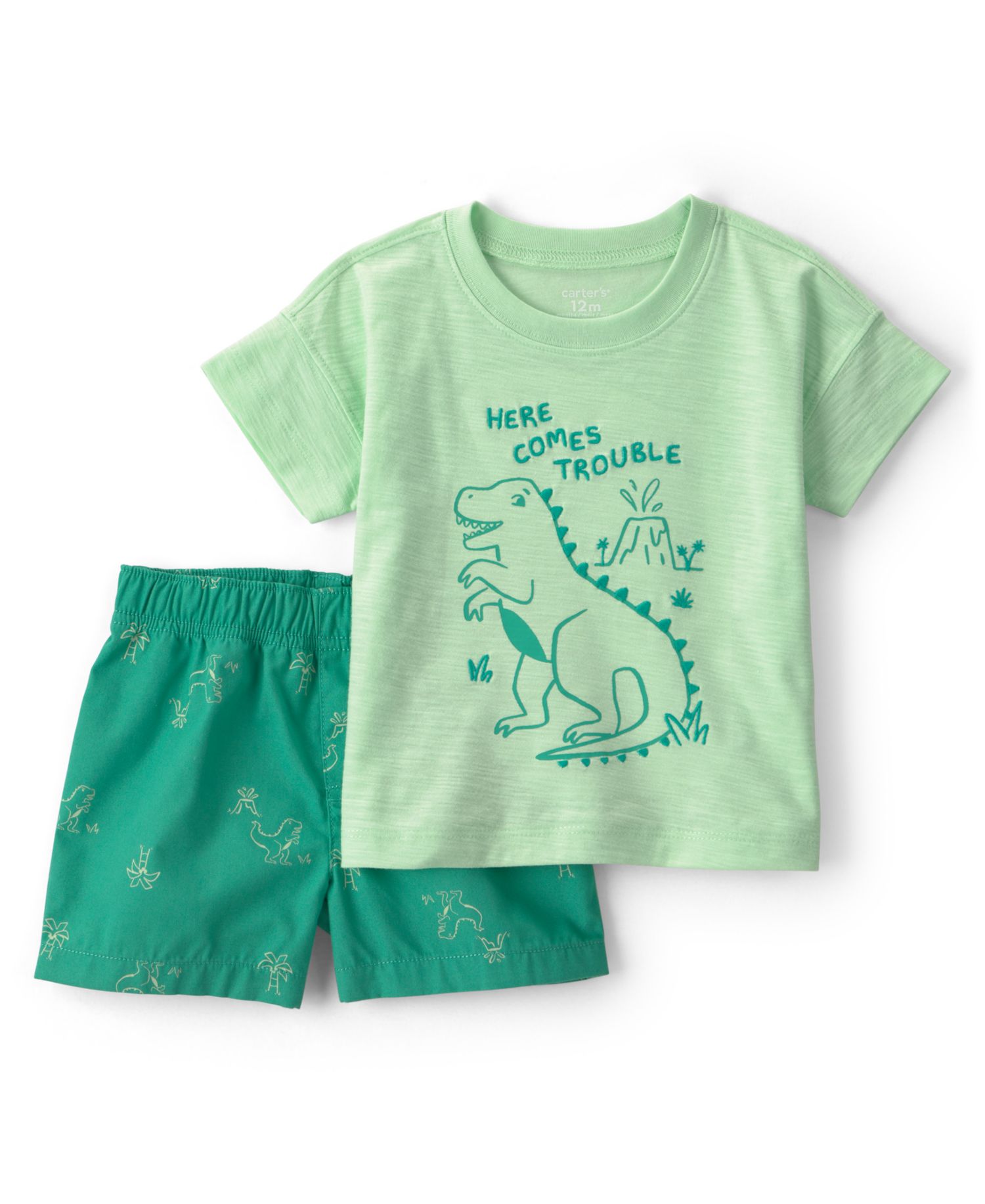 Baby Boys' Dinosaur T-Shirt and Shorts, 2-Piece Set