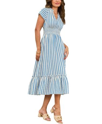 Women's Sunset Cruise Striped Midi Beach Dress