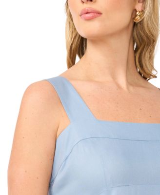 Women's Challis Square-Neck Smocked-Back Sleeveless Maxi Dress