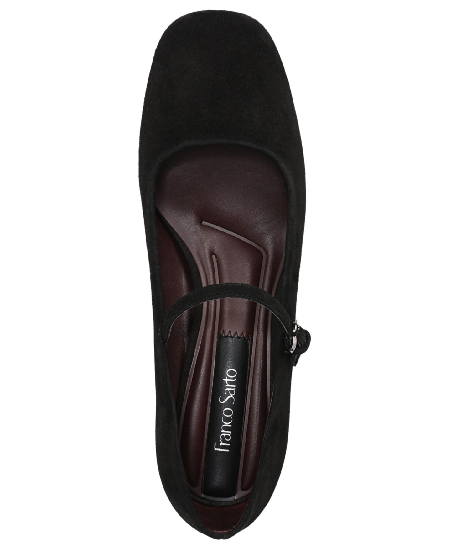 Женские балетки Franco Sarto Davi Square Toe Mary Jane, цвет: Чёрный замшевый — фото 4