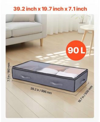 4 Pack Under Bed Storage with Clear Lids 39.2in x 19.7in x 7.1in 90L