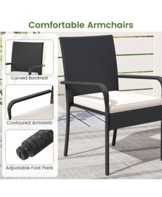 3 Piece Patio Furniture Set with Cushions and Glass Table