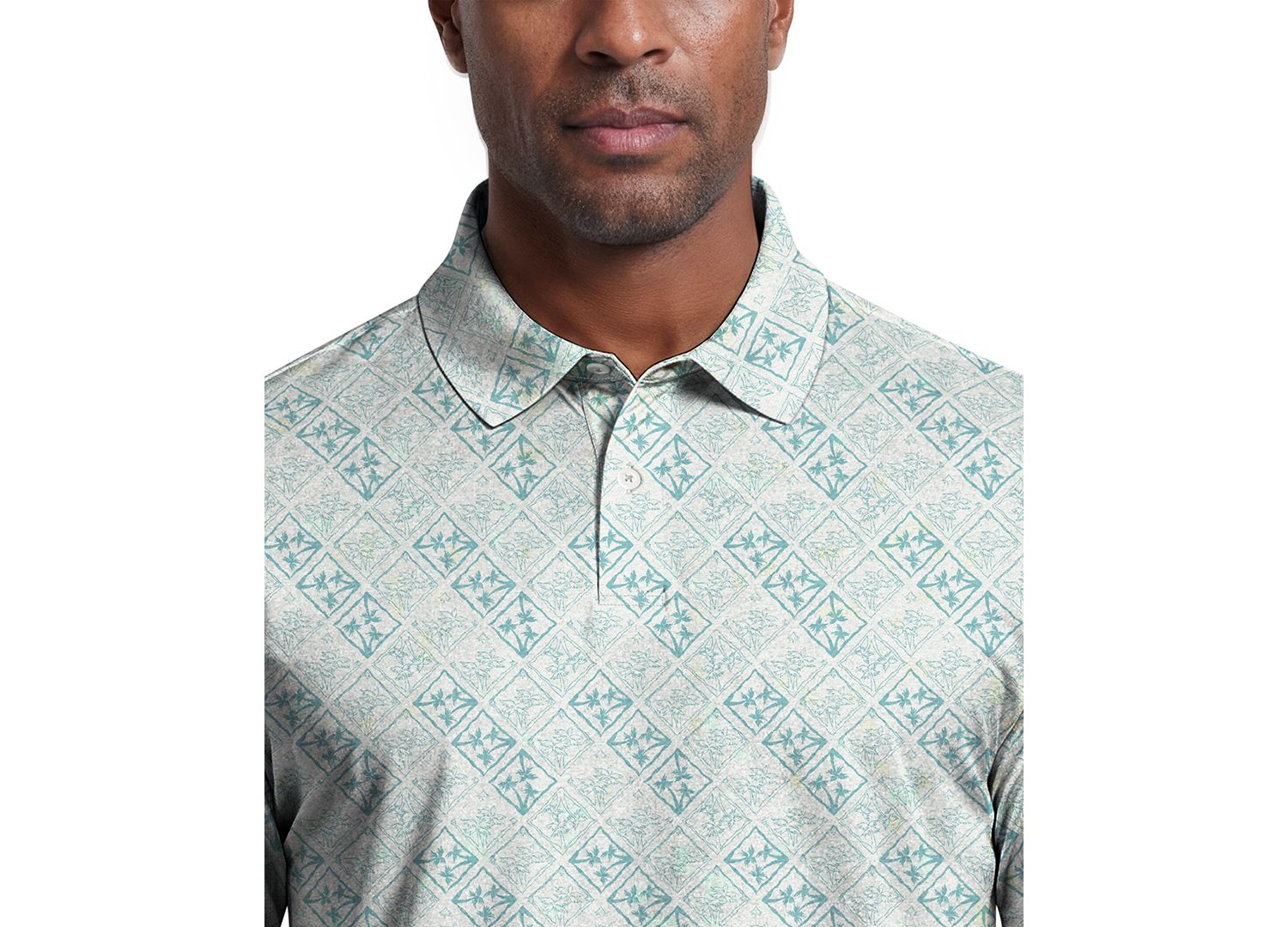 Men's Tropical Argyle Print Golf Polo Shirt