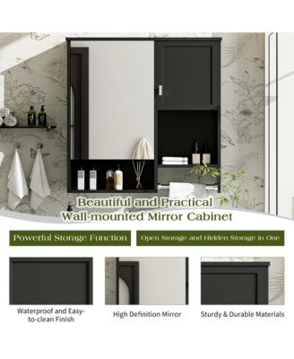 29" x 28" Wall Mounted Bathroom Medicine Cabinet with Mirror and Towel Bar